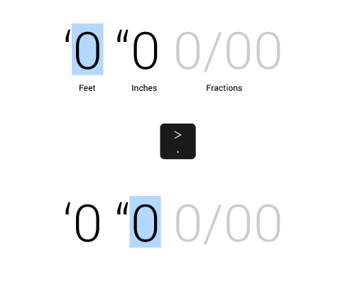 Input field for Feet, Inch Fractions